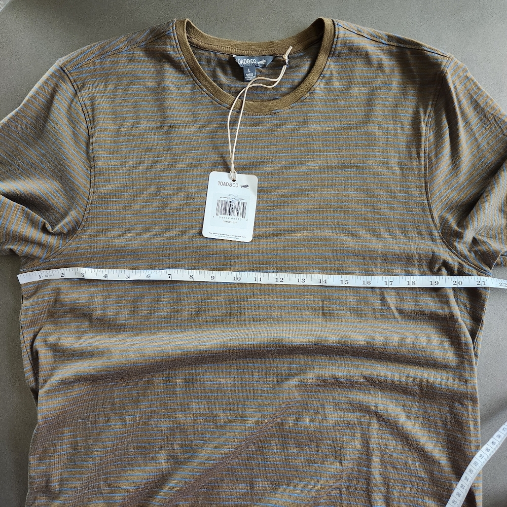 Toad&Co Mens Tempo Striped Organic Cotton Crewneck Tshirt Size Large NWT - Picture 9 of 11